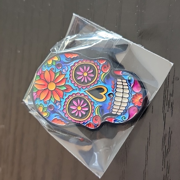 Colorful Sugar Skull Enamel Pin - Picture 4 of 4